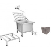 Видуар технический слив (поддон) 630х630х500 С ПОДЪЕМНОЙ РЕШЕТКОЙ, ПЕДАЛЬ, СМЕСИТЕЛЬ  с ПЕСКОУЛОВИТЕЛЕМ 17 литров и подставкой (решетка)